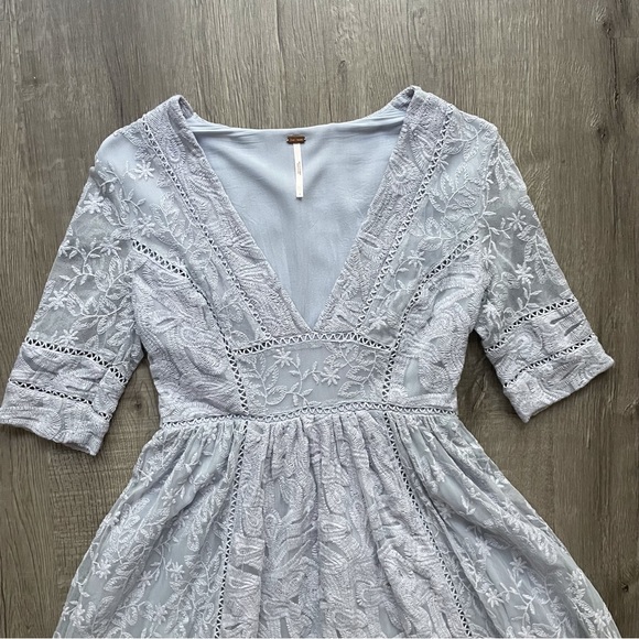 Free People Mountain Laurel Lace Crochet Dress Morning Mist - Picture 3 of 12